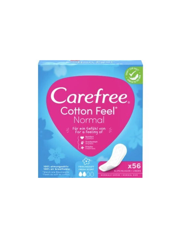 Higieniniai įklotai Carefree Cotton Feel Normal Fresh, 56 vnt kaina ir informacija | Tamponai, higieniniai paketai, įklotai | pigu.lt