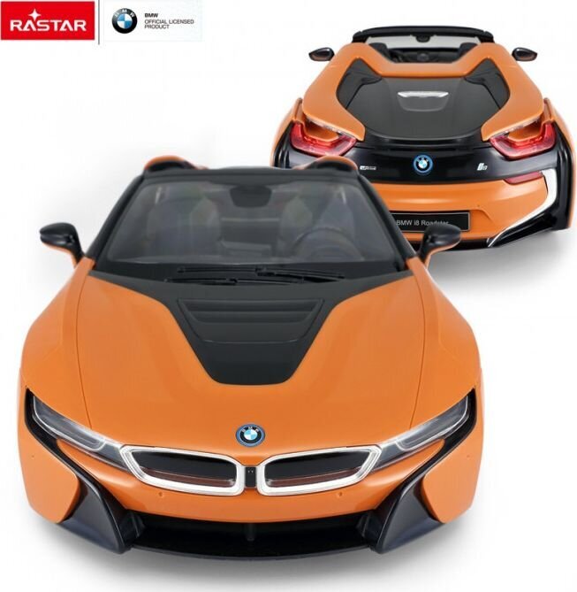 Nuotolinio valdymo mašinėlė Rastar BMW i8 1:12, oranžinė kaina ir informacija | Žaislai berniukams | pigu.lt