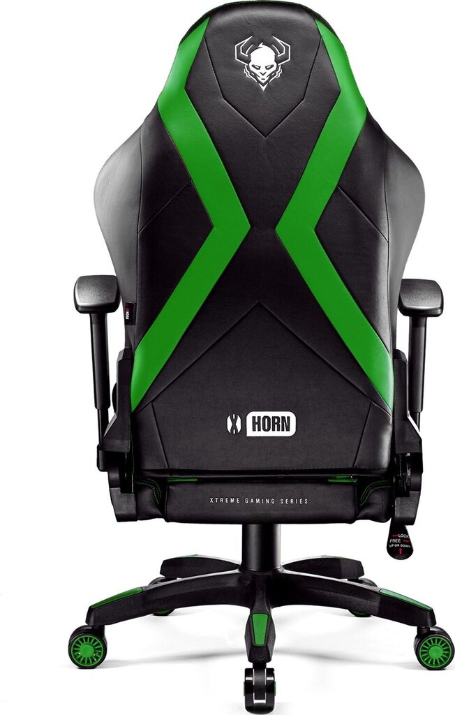 Žaidimų kėdė Diablo X-Horn L Size, juoda/žalia kaina ir informacija | Biuro kėdės | pigu.lt