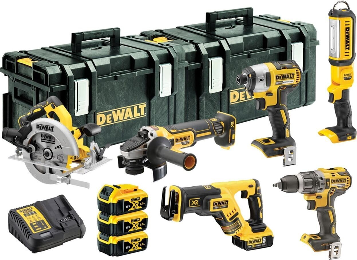 Akumuliatorinis įrankių rinkinys Dewalt, 18V, XR 3x5Ah, DCK623P3-QW kaina ir informacija | Mechaniniai įrankiai | pigu.lt