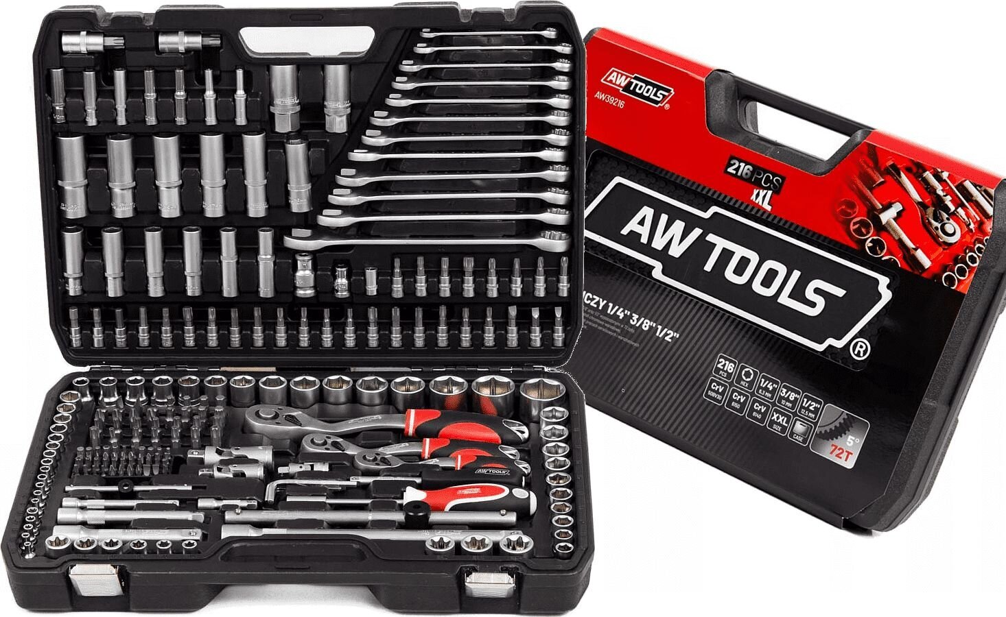 Įrankių rinkinys Awtools AW39216 216 vnt. kaina ir informacija | Mechaniniai įrankiai | pigu.lt