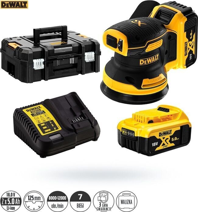  Dewalt szlifierka mimośrodowa 18V 125mm 2x5,0Ah (DCW210P2-QW) kaina ir informacija | Šlifuokliai | pigu.lt