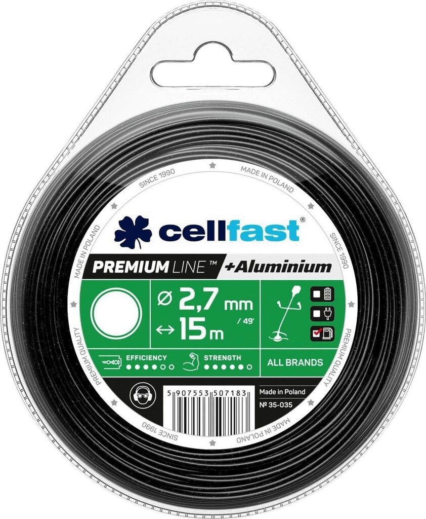 Valas trimeriams su aliuminiu Cellfast, 2,7mm x 15m, juodas kaina ir informacija | Sodo technikos dalys | pigu.lt