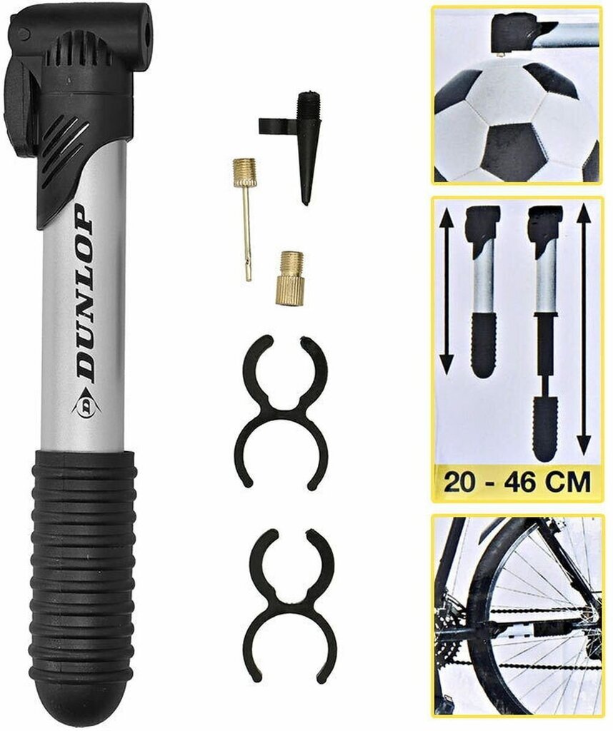 Teleskopinė rankinė dviračio pompa Dunlop Mini 120 psi (8 bar) kaina ir informacija | Pompos dviračiams | pigu.lt