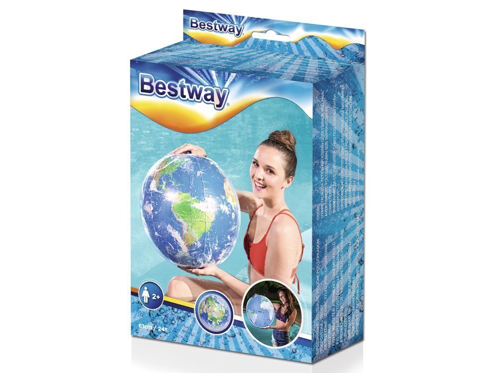 Pripučiamas paplūdimio kamuolys Bestway Earth Explorer, 61 cm kaina ir informacija | Pripučiamos ir paplūdimio prekės | pigu.lt