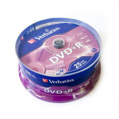 DVD Matricas DVD+R AZO Verbatim 4.7GB 16x 25 Pack Spindle kaina ir informacija | Vinilinės plokštelės, CD, DVD | pigu.lt