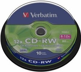 CD-RW диски Verbatim 43480 цена и информация | Виниловые пластинки, CD, DVD | pigu.lt