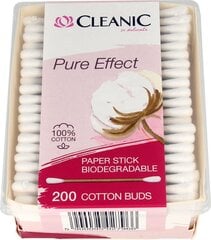 Kosmetiniai vatos krapštukai Cleanic Pure Effect, 200vnt. kaina ir informacija | Vatos gaminiai, drėgnos servetėlės | pigu.lt