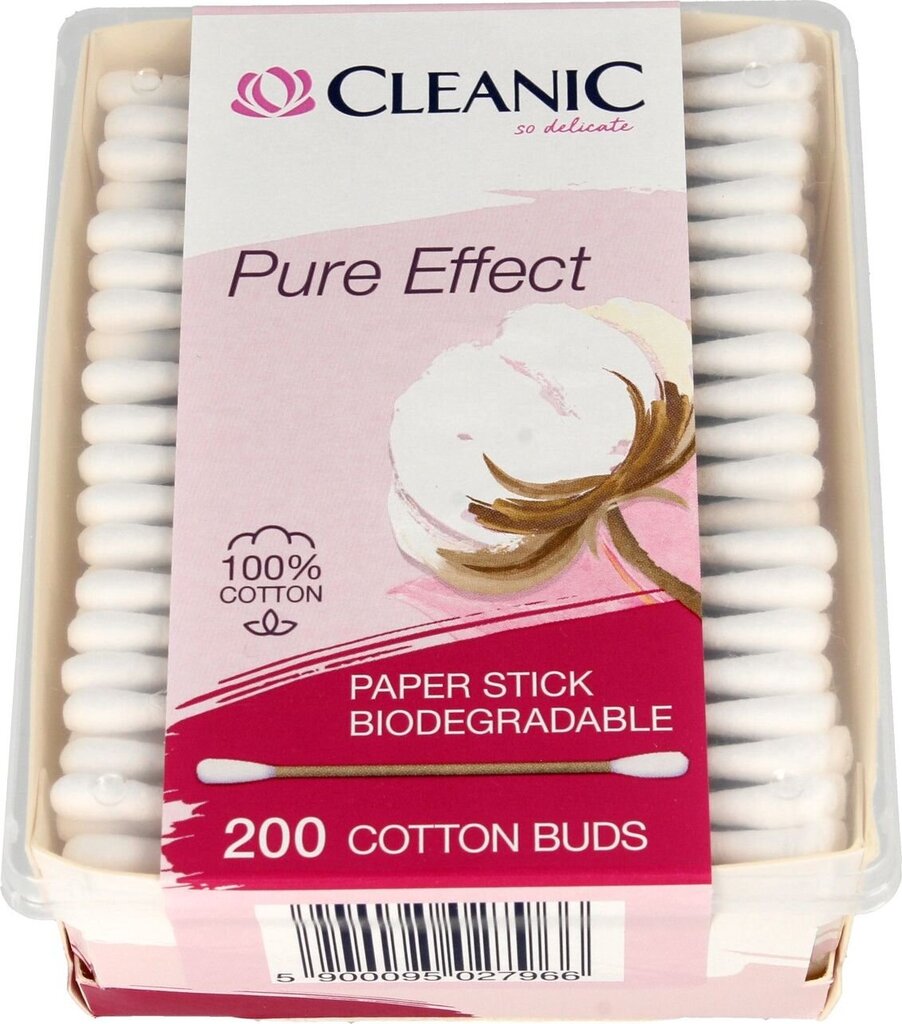 Kosmetiniai vatos krapštukai Cleanic Pure Effect, 200vnt. цена и информация | Vatos gaminiai, drėgnos servetėlės | pigu.lt