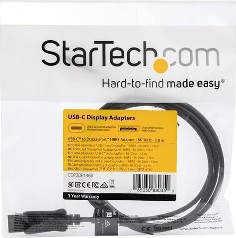 StarTech CDP2DP146B USB-C, 1.8 m kaina ir informacija | Kabeliai ir laidai | pigu.lt