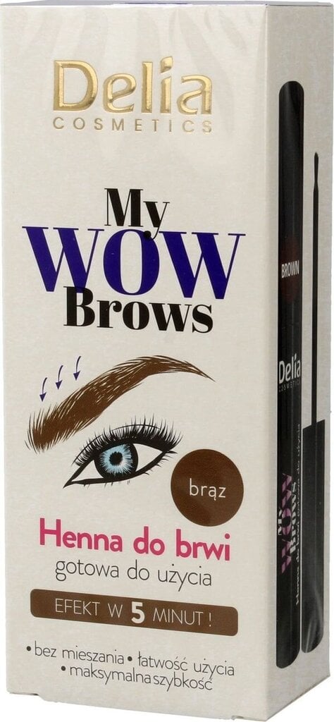 Chna antakiams Delia My Wow Brows 4.0 Brown, 6 ml kaina ir informacija | Antakių dažai, pieštukai | pigu.lt