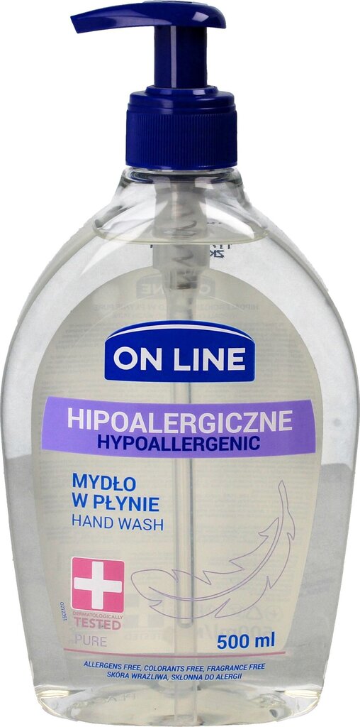 Skystas muilas jautriai odai On Line Pure, 500 ml kaina ir informacija | Muilai | pigu.lt