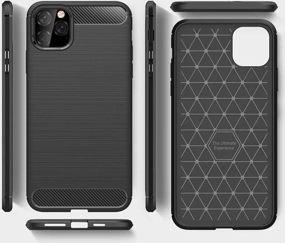 Dėklas Carbon skirtas iPhone 11 Pro Max, juoda kaina ir informacija | Telefono dėklai | pigu.lt