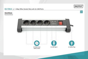 Digitus План Power Strip Office 45 ° цена и информация | Удлинители | pigu.lt