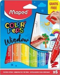 Фломастеры Color'peps Window 6 цветов + тряпочка из микроволокна цена и информация | Принадлежности для рисования, лепки | pigu.lt