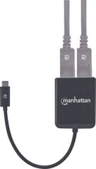 Переходник-концентратор Manhattan USB-C на 2х DisplayPort MST 4K HUB цена и информация | Адаптеры, USB-разветвители | pigu.lt