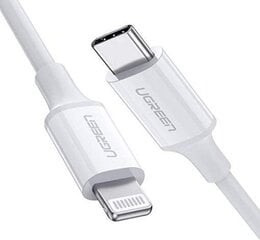 Кабель Ugreen USB Type C - Lightning MFI 1 м 3А 18Вт, белый (10493) цена и информация | Кабели для телефонов | pigu.lt