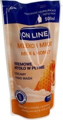 Запасной блок для жидкого мыла On Line Milk and Honey, 500 мл цена и информация | Мыло | pigu.lt