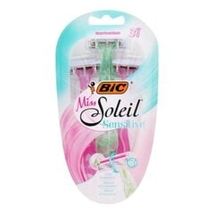 Одноразовые бритвы Bic Miss Soleil Sensitive, 3 шт. цена и информация | Косметика и средства для бритья | pigu.lt