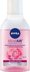Micelinis dviejų fazių makiažo valymo skystis su rožių vandeniu Nivea Micell Air Skin Breathe, 400 ml kaina ir informacija | Veido prausikliai, valikliai | pigu.lt