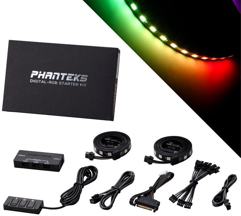 Phanteks Digital-RGB Starter Kit incl. controller and 2x LED-Strip kaina ir informacija | Korpusų priedai | pigu.lt