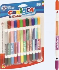 Dvipusiai flomasteriai Bi-Color 12=24 Carioca, 12 vnt kaina ir informacija | Piešimo, tapybos, lipdymo reikmenys | pigu.lt