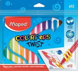 Мелки восковые MAPED Twist механические 12 цветов цена и информация | Принадлежности для рисования, лепки | pigu.lt