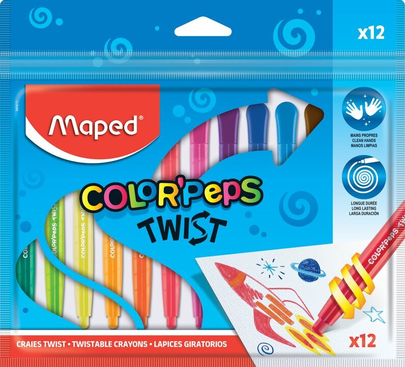 Vaškinės kreidelės Maped Color Peps, 12 spalvų цена и информация | Piešimo, tapybos, lipdymo reikmenys | pigu.lt