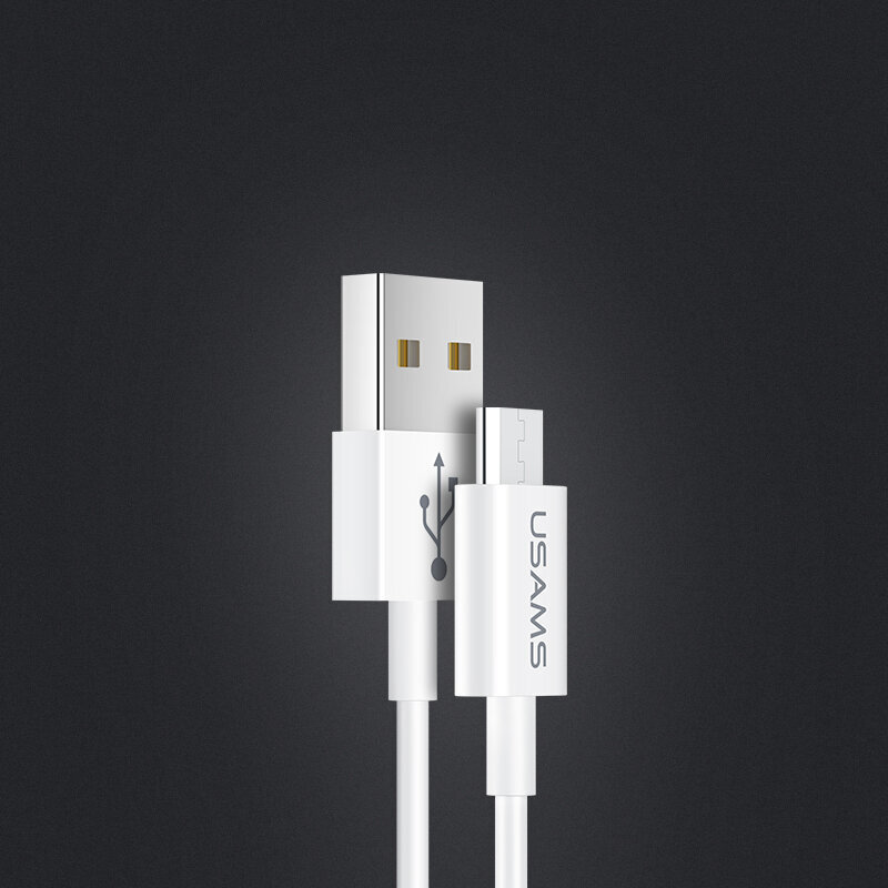 USAMS MICRO-USB greito įkrovimo laidas 2A, Baltas kaina ir informacija | Laidai telefonams | pigu.lt