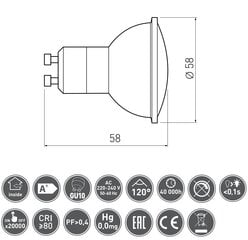 Лампа GTV LED GU10 4 Вт, 230 В, 3000 К, 320 лм, 120° цена и информация | Электрические лампы | pigu.lt