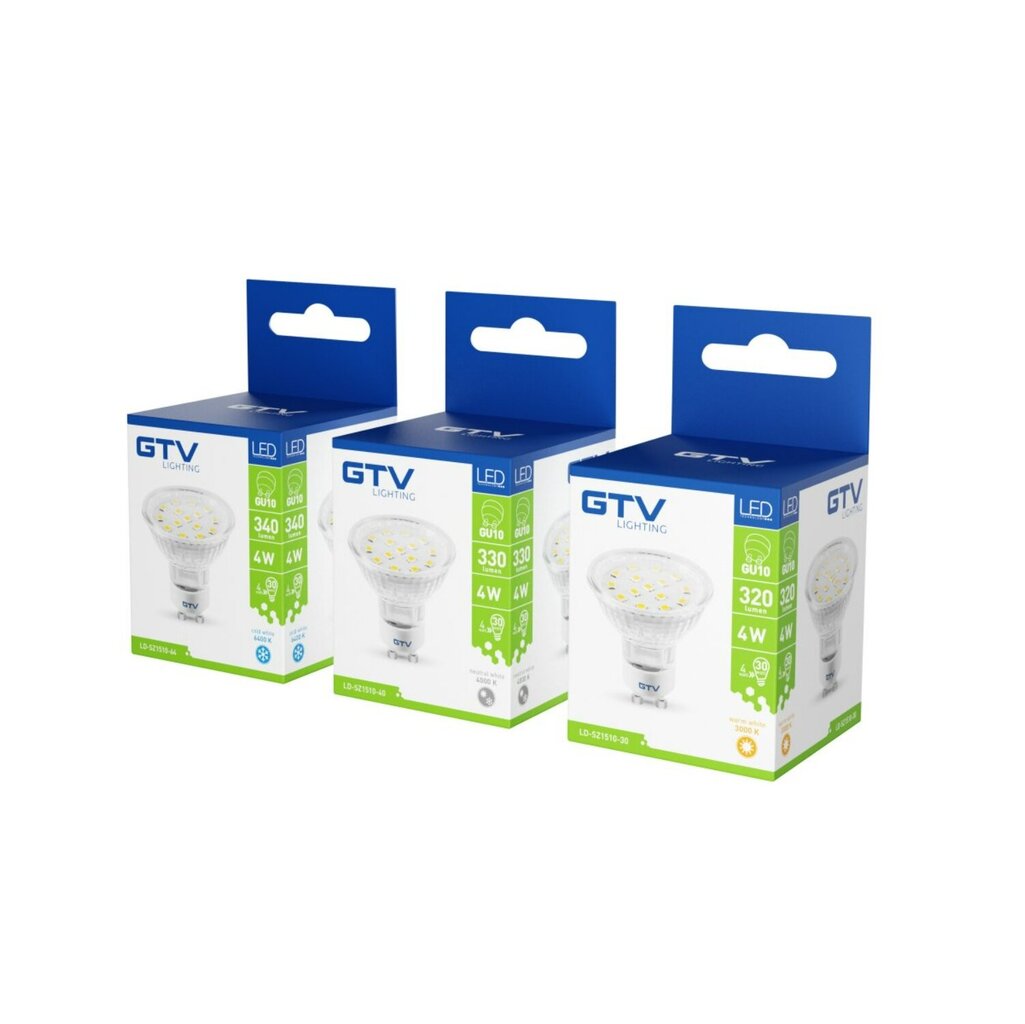 GTV LED GU10 lemputė 4W, 230V , 6400K , 340lm , 120° kaina ir informacija | Elektros lemputės | pigu.lt