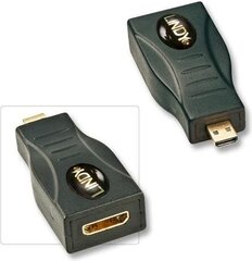 Адаптер AV Lindy HDMI Micro - HDMI Mini (41296) цена и информация | Адаптеры, USB-разветвители | pigu.lt