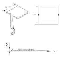 LED šviestuvas MATIS PLUS 13W AC220-240V IP20 4000K 1020 lm 120° kaina ir informacija | Įmontuojami šviestuvai, LED panelės | pigu.lt