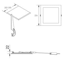 LED šviestuvas MATIS PLUS 19W AC220-240V IP20 4000K 1520 lm 120° kaina ir informacija | Įmontuojami šviestuvai, LED panelės | pigu.lt