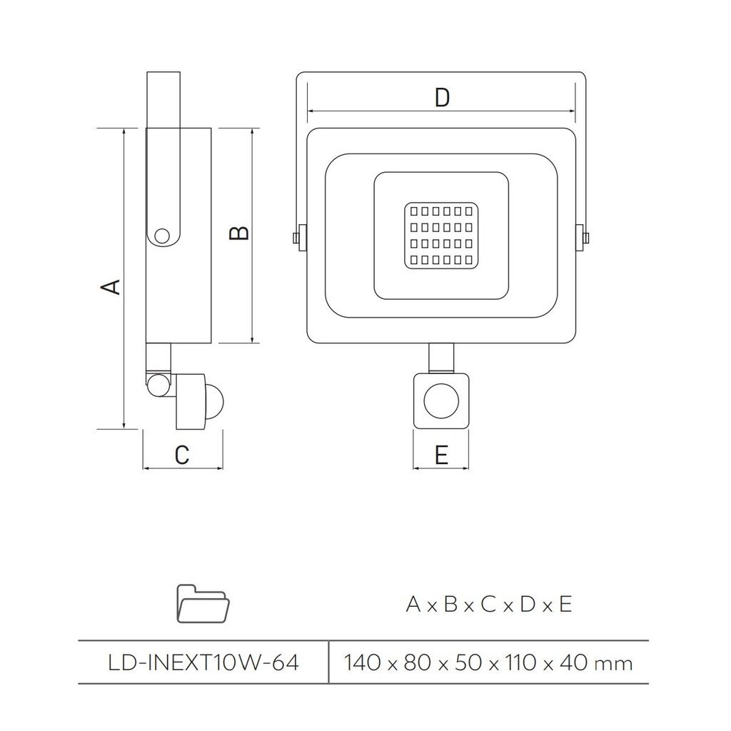 GTV LED 10W lauko prožektorius iNEXT su judesio davikliu LD-INEXT10W-64 kaina ir informacija | Žibintuvėliai, prožektoriai | pigu.lt