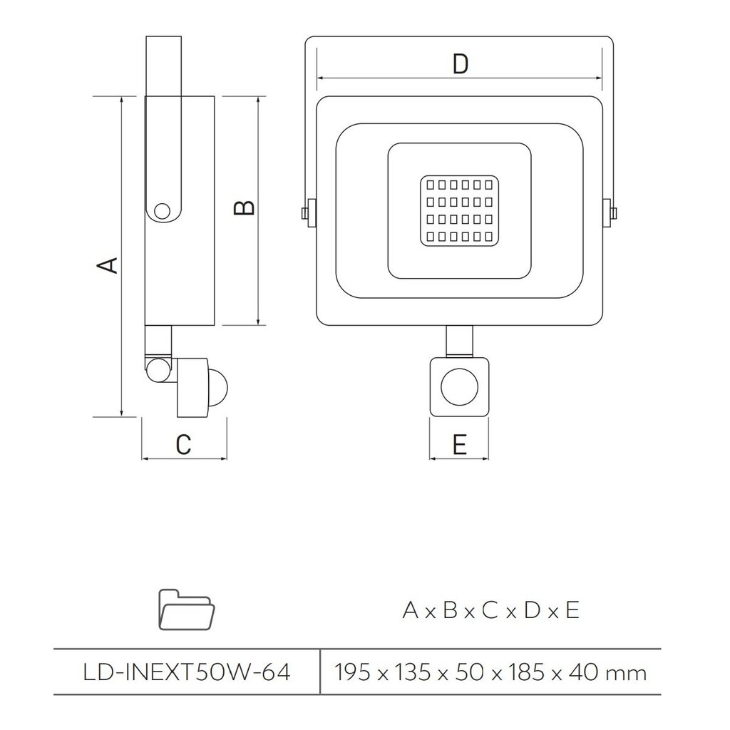 GTV LED lauko prožektorius iNEXT su judesio davikliu LD-INEXT50W-64 цена и информация | Žibintuvėliai, prožektoriai | pigu.lt