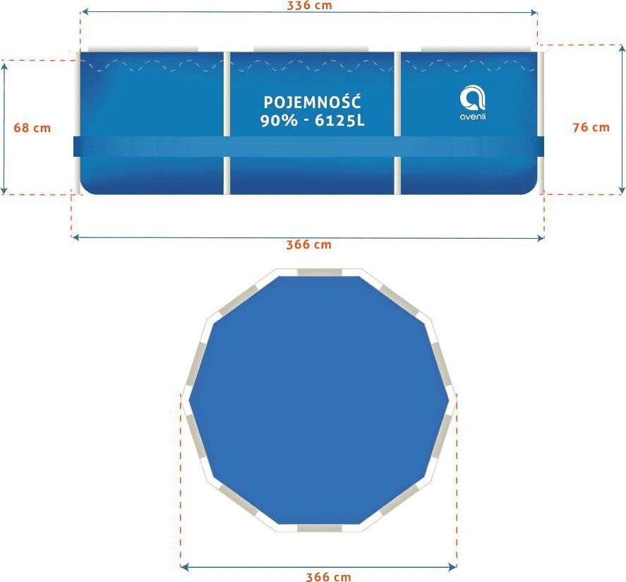 Karkasinis baseinas Avenli 366x76 cm, su priedais kaina ir informacija | Baseinai | pigu.lt