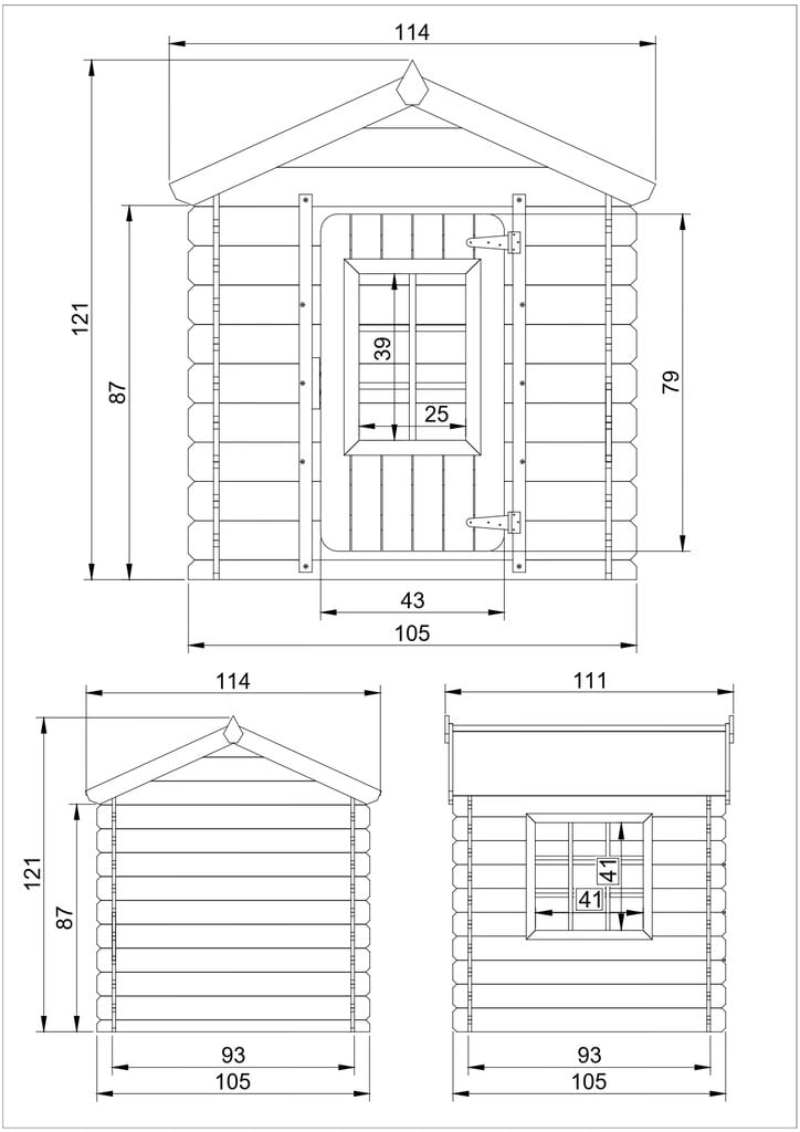 Medinis namelis vaikams M570R-1 - A121 x 111 x 114 cm / 0.86 m2 kaina ir informacija | Vaikų žaidimų nameliai | pigu.lt