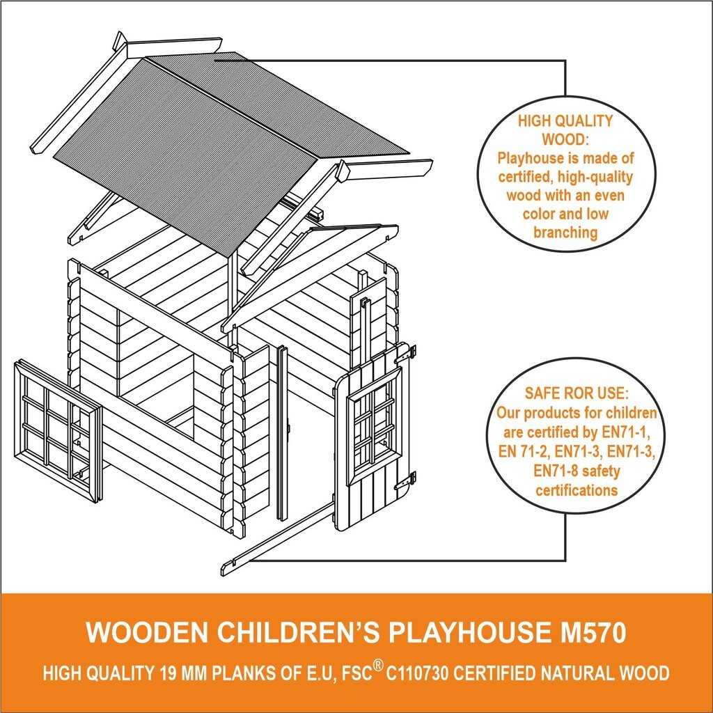 Vaikiškas medinis žaidimų namelis Timbela M570Z-1 kaina ir informacija | Vaikų žaidimų nameliai | pigu.lt