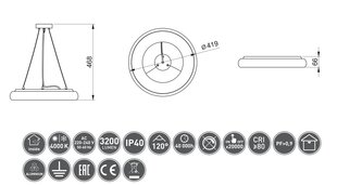 Подвесной светодиодный светильник GTV Leon цена и информация | Люстры | pigu.lt