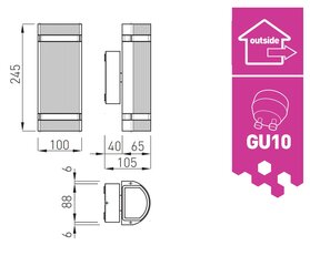 Sieninis lauko šviestuvas GTV Silva, juodas kaina ir informacija | Lauko šviestuvai | pigu.lt