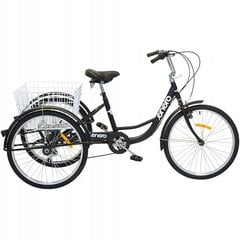 Трехколесный реабилитационный велосипед Enero Rower 24", 6 передач, черный цена и информация | Велосипеды | pigu.lt