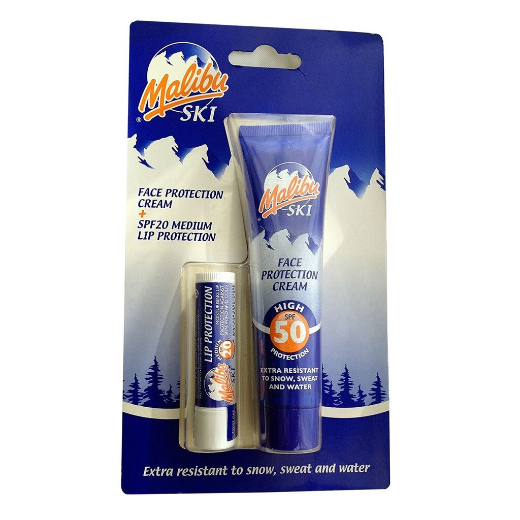 Kosmetikos rinkinys Malibu Ski: lūpų balzamas 4 g + veido kremas 40 ml цена и информация | Lūpų dažai, blizgiai, balzamai, vazelinai | pigu.lt