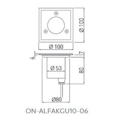 Встраиваемый квадратный светильник ALFA-K GU10 50Вт цена и информация | Уличные светильники | pigu.lt