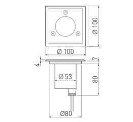 Напольный встраиваемый квадратный светильник ALFA-K-MINI GU10 50W цена и информация | Уличные светильники | pigu.lt