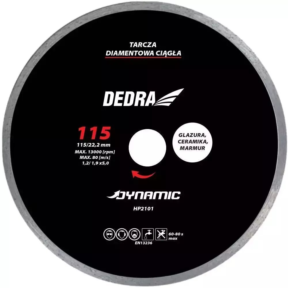 Diskas deimantinis šlapiam Dedra   125/22,2mm Dynamic kaina ir informacija | Mechaniniai įrankiai | pigu.lt