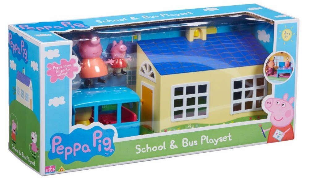 Komplektas Peppa Pig mokykla ir autobusas цена и информация | Lavinamieji žaislai | pigu.lt
