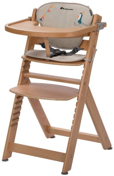 Medinė maitinimo kėdutė su pagalvėle Bebe Confort Timba, Natural/Happy Day kaina ir informacija | Maitinimo kėdutės | pigu.lt