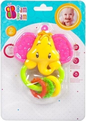 Kramtukas - barškutis drambliukas Bam Bam, 120/240 BBN5108 kaina ir informacija | Žaislai kūdikiams | pigu.lt
