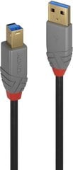 CABLE USB3.2 A-B 3M/ANTHRA 36743 LINDY цена и информация | Кабели для телефонов | pigu.lt